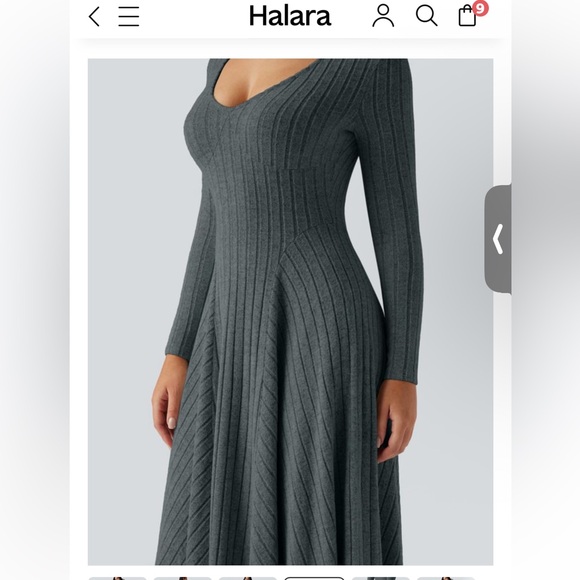 HALARA Grey Blue Ribbed Long Sleeve Dress - Picture 3 of 11